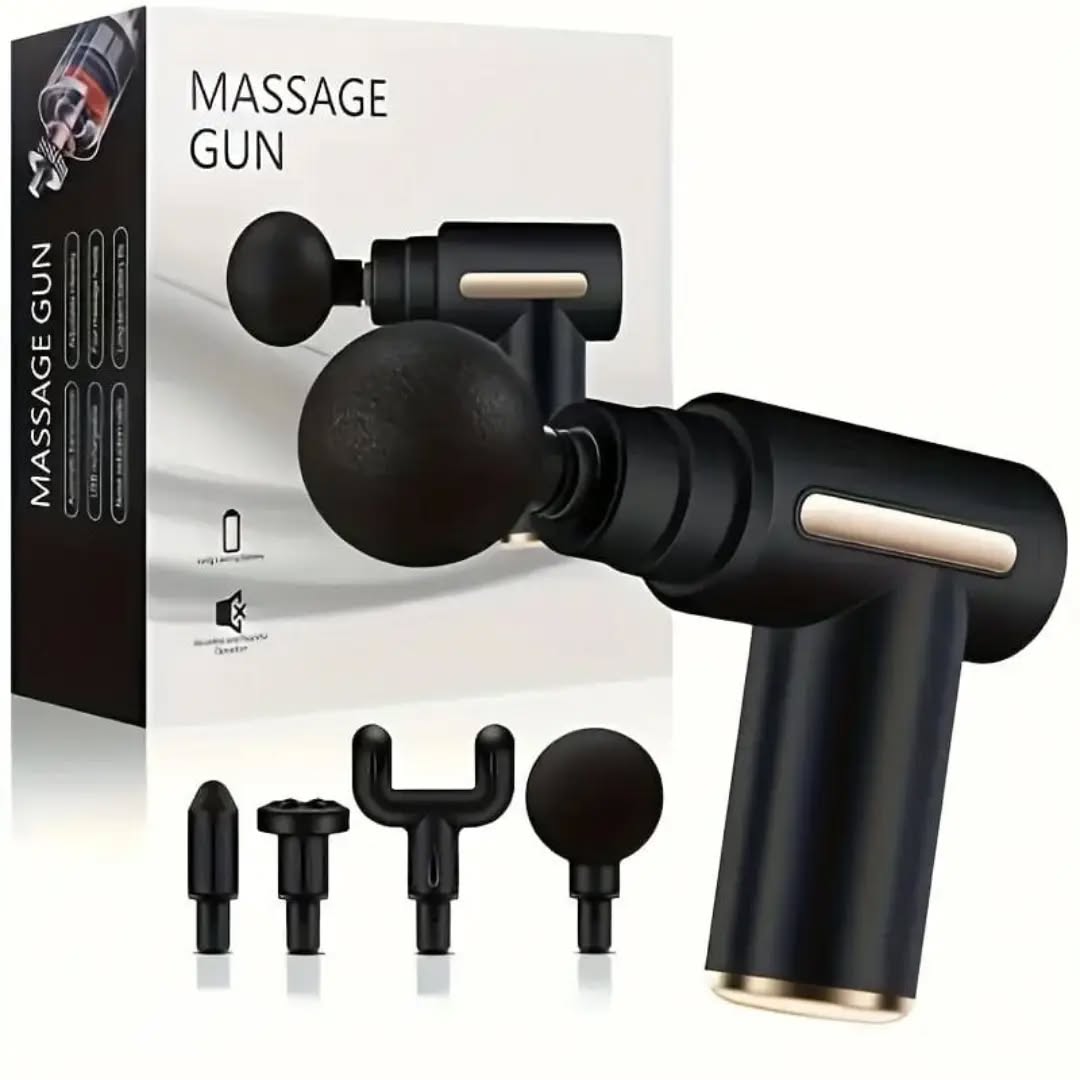 4-in-1 Massage Gun | Deep Tissue Percussion Massager with 4 Attachments | Handheld Electric Muscle Therapy Device #MassageGun #massage #massagetherapist #painrelief #bestmassagetherapist #massager